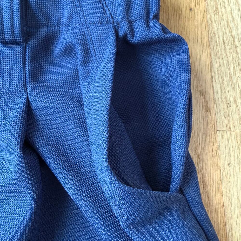 Halara Blue Pull On High Rise Pleated Wide Leg Stretch Knit Trouser Pants Sz LP - Picture 6 of 15